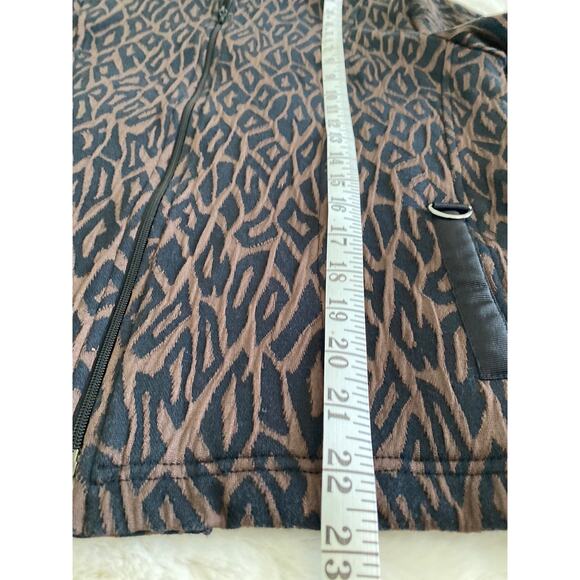 Rafael Sport Animal Print Brown Black Full Zip Stretch‎ Leisure Jacket Sz L - Picture 9 of 9